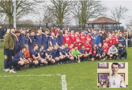  ??  ?? Teams made up of Seaburn FC and friends and family took part in a match to honour Connor Brown, inset, who died from stab injuries.