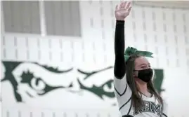  ?? Matt Freed/Post-Gazette ?? Lauren Wood cheers for Pine-Richland.