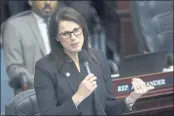  ?? STEVE CANNON — THE ASSOCIATED PRESS ?? Rep. Tina Polsky, D-Boca Raton, debates during a 2020 session in Tallahasse­e, Fla.