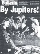  ??  ?? An aerial shot of Conrad Jupiters — now The Star — on opening in 1985; the Gold Coast Bulletin’s front page; and a sign alerting patrons regarding change of chips.