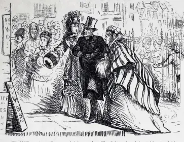  ??  ?? A cartoon from Punch showing two eligible women on their way to vote in a local election in 1872