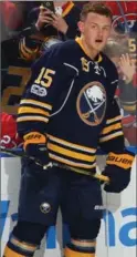  ?? NHLI VIA GETTY IMAGES FILE PHOTO ?? Fans watch as Jack Eichel of the Sabres skates in warm-ups prior to an NHL game against the Montreal Canadiens at KeyBank Center in Buffalo on April 5.