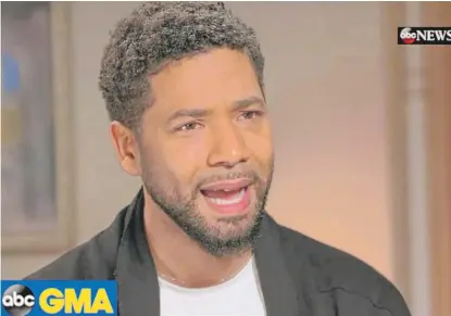  ?? ABCNEWS ?? Jussie Smollett was interviewe­d on “Good Morning America” last week; he described being attacked in Chicago.