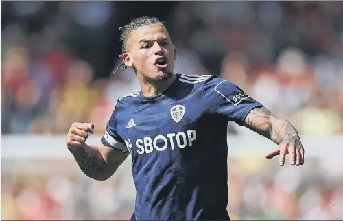  ?? PICTURE: GETTY IMAGES ?? UNITED FRONT: Kalvin Phillips celebrates Diego Llorente’s goal at Arsenal that might not have rescued a point but at least showed Leeds are up for the fight.