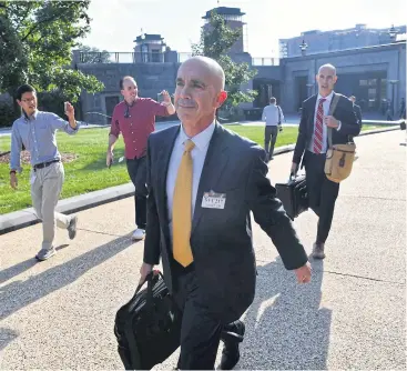  ?? AFP ?? US State Department inspector general Steve Linick leaves after a briefing on Capitol Hill last October.