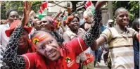  ?? Picture: AP Photo ?? JOY: Supporters of Kenyan President Uhuru Kenyatta celebrate in Nairobi yesterday.