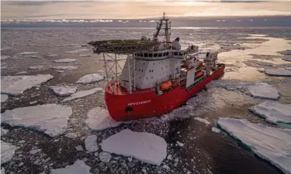  ?? Photograph: Wade Maurer ?? Australia’s Antarctic resupply vessel, MPV Everest, is continuing its return journey after a fire in the engine room.