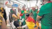  ?? AFP ?? Cameroon fans inside the metro in Doha.