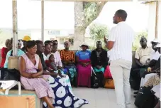  ?? ?? Mr Tatenda Chishapira, CHAI analyst for the Cervical Cancer Programme speaks with some of the women who have used the HPV self-sampling kits at Hurungwe Rural District Hospital