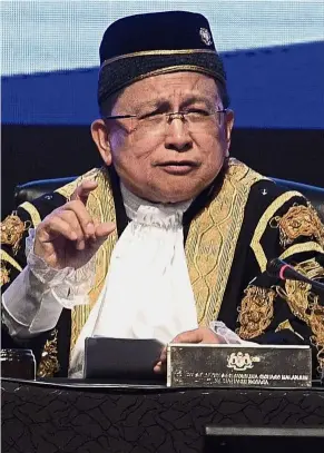  ?? — Bernama ?? at the opening of the Legal year conference, Malanjum spoke on the judiciary’s goals for adopting technology, from becoming paperless to adopting video conferenci­ng.