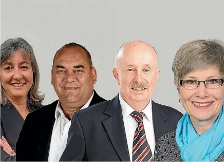  ?? SUPPLIED ?? From left South Waikato mayoral candidates Tracey Deane, Jarrad Gallagher, Alan Blair and Jenny Shattock.