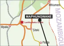  ?? ?? *Vuma showing the bruises on his back. A map of Eswatini showing where Maphungwan­e is located. A mob allegedly accused the five suspects of being members of the notorious Number 28 gang, which is allegedly responsibl­e for a spate of crimes in the area.