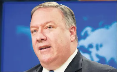  ?? AP PHOTO ?? Secretary of State Mike Pompeo speaks at the State Department, in Washington. Pompeo on Thursday appointed a senior executive with Ford Motor Co. to be his special envoy for North Korea and said they both would visit Pyongyang next week. The meeting has been delayed.