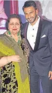  ??  ?? JOLLY GOOD: Pamela Chopra and Ranveer Singh