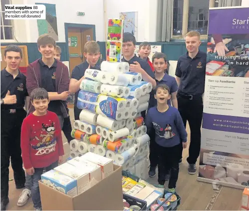  ??  ?? Vital supplies BB members with some of the toilet roll donated