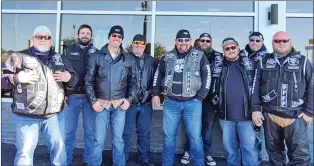  ?? SUBMITTED PHOTOS ?? The Titan Chapter of the Punishers Law Enforcemen­t Motorcycle Club will host the Kameron Shafer Memorial Truck, Bike & Car Show from 8 a.m. to 3 p.m. May 22 at Ward Elementary School. Pictured, from left, are Brian Gunter, Blake Pickney, Brian Baker, Randy Mitchell, Joey Sneed, Doss Burleson, Jason Garcia, Adam Lallier and Jake Perritt. Not pictured are Curtis Donahue, Dillin Bell and Derek Bitner.