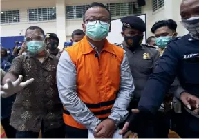 ?? ?? As Indonesia’s fisheries minister, Edhy Prabowo accepted bribes totalling nearly US$2 million. Dozens of government officials have been accused of graft or extortion involving the fishing industry in the past two decades.