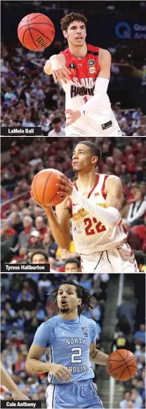  ?? AP PHOTOS ?? LaMelo Ball Tyrese Haliburton Cole Anthony