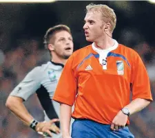  ?? Photo: PETER MEECHAM/FAIRFAX NZ ?? All Blacks captain Richie McCaw looks to the replay screen as he awaits another decision from referee Wayne Barnes in the ill-fated 2007 Rugby World Cup quarterfin­al in Cardiff.