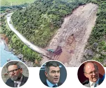  ??  ?? Transport issues, such as the replacemen­t road for State Highway 3 through the Manawatu¯ Gorge, are top of the political agenda in Manawatu¯ in 2019. From left: Iain Lees-galloway, Nathan Guy and Ian Mckelvie.