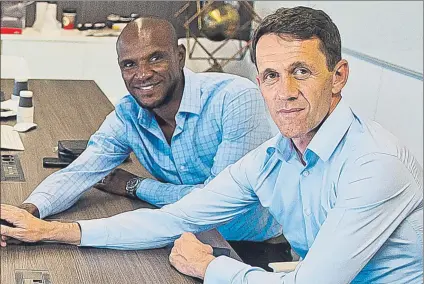  ?? FOTO: FCB ?? Eric Abidal y Ramon Planes Dos de los ocho técnicos que han viajado