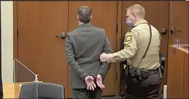  ?? Court TV ?? DEREK CHAUVIN is led away after being found guilty of second-degree murder, third-degree murder and manslaught­er in the killing of George Floyd.