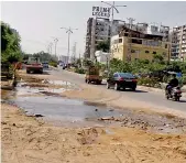  ??  ?? Sewerage has been overflowin­g at the Botanical Garden road, Kondapur, for the past two days.