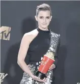  ?? CHRIS PIZZELLO/INVISION/THE ASSOCIATED PRESS ?? Emma Watson won the first gender-neutral award for best actor at Sunday’s MTV Movie and TV Awards.