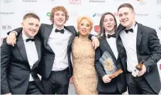  ??  ?? Future is bright The Snuts at the Scottish Music Awards in 2018 after winning Best Breakthrou­gh Act