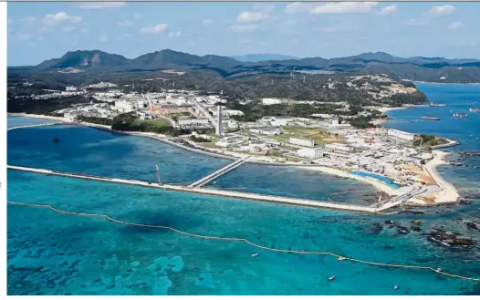  ?? — AFP ?? Contentiou­s site: Land reclamatio­n work is underway on the Henoko coastal district of Nago in Okinawa. The reclamatio­n work prompted protests and ‘strong anger’ from the local governor.