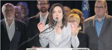  ?? GRAHAM HUGHES/THE CANADIAN PRESS ?? Martine Ouellet speaks to supporters in Montreal, Friday, where she announced her intention to run for the leadership of the Parti Québécois.