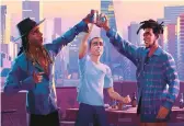  ?? NETFLIX ?? Ty Dolla $ign as Ky, from left, Timothee Chalamet as Jimmy and Scott “Kid Cudi” Mescudi as Jabari in the adult-animated romantic comedy “Entergalac­tic.”