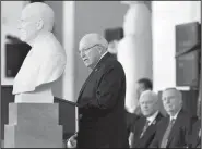  ?? AP/MANUEL BALCE CENETA ?? Former Vice President Dick Cheney speaks Thursday during dedication of his marble bust in Emancipati­on Hall inside the U.S. Capitol.