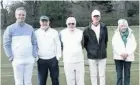  ??  ?? Bath Croquet Club’s Andrew Willis, Paul Francis, Bob Hart, Tony Curson and Mary Bertin at Nailsea