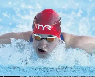  ??  ?? Charlotte Atkinson reached the semi finals of the 100m butterfly and is now turning her attention to her favoured 200m butterfly on Wednesday.