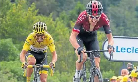  ??  ?? Geraint Thomas (right) and Julian Alaphilipp­e are in Tour contention.