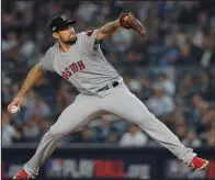  ?? AP/JULIE JACOBSON ?? Nathan Eovaldi will start Game 3 of the American League Championsh­ip Series today against the Houston Astros. Eovaldi was the winning pitcher in Game 3 of the division series when the Red Sox defeated the New York Yankees 16-1.