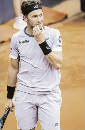  ?? FOTO: PERE PUNTÍ ?? Casper Ruud, en cuartos de final del Trofeo Conde de Godó por segunda vez