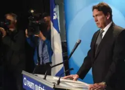  ?? RYAN REMIORZ/THE CANADIAN PRESS ?? Parti Québécois Leader Pierre Karl Péladeau announces his decision Monday to step away from politics for family reasons.