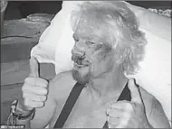  ??  ?? The 66-year-old Virgin tycoon, Richard Branson gives a big thumbs- up during his recovery process.(Photo: www.virgin. com)