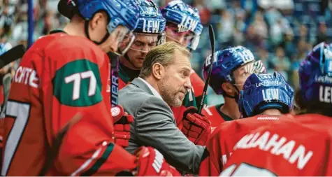  ?? Foto: Siegfried Kerpf ?? Panther-Trainer Tray Tuomie hat dieser Tage ein straffes Programm mit seiner Mannschaft zu absolviere­n. Am Mittwoch gewannen die Augsburger in Liberec, am Freitag verloren sie deutlich in Mannheim und am Sonntag ist Bremerhave­n zu Gast im Curt-Frenzel-Stadion.