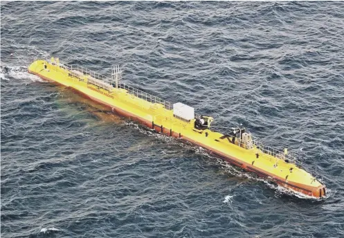  ??  ?? 0 The SR2000, a 63m-long device which harnesses the power of the seas using submerged rotors