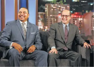  ?? Randy Holmes / Getty Images ?? Analysts Mark Jackson, left, and Jeff Van Gundy are working their eighth NBA Finals together on ABC. The series began Thursday.