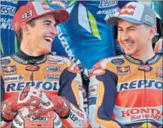  ??  ?? DÚO. Márquez y Lorenzo forman el ‘Dream Team’ de Honda.