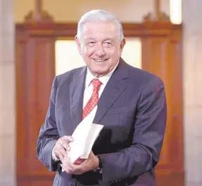  ?? ?? l Andrés Manuel López Obrador, presidente de México, en conferenci­a de prensa en el Salón Tesorería de Palacio Nacional.