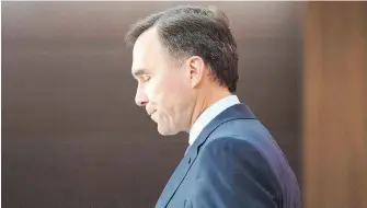  ?? THE CANADIAN PRESS ?? Bill Morneau announces his resignatio­n as finance minister during a news conference on Parliament Hill on Monday.