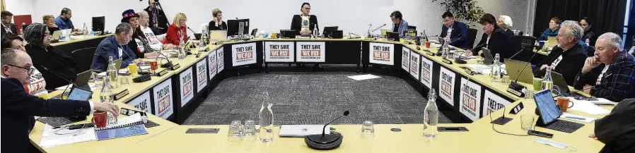  ?? PHOTO: GREGOR RICHARDSON ?? Spending decisions . . . The Dunedin City Council deliberate­s yesterday on its draft annual plan for 202324.