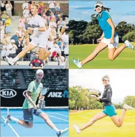  ?? FOTOS: GETTY ?? Petr Korda (1998) y sus hijos Jessica (2012), Sebastian (2018) y Nelly (2019), celebrando sus títulos en Australia. Abajo, Petr con su mujer Regina y Jessica de niña. Nelly jugando a golf