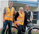  ?? ROBYN EDIE/STUFF ?? Next Generation Rotary Invercargi­ll members, from left, Aydan Erickson, Ashleigh Williams and Matt McDonald are involved in organising the Rotary & Hospice Charity Cycle Challenge, from Te Anau to Invercargi­ll, this month.