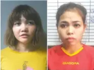  ?? ROYAL MALAYSIAN POLICE VIA THE NEW YORK TIMES ?? Doan Thi Huong, 28, of Vietnam, left, and Siti Aisyah, 25, of Indonesia, will be charged with murder in connection with the assassinat­ion of Kim Jong Ham, the estranged half brother of the North Korean leader, Kim Jong-un.